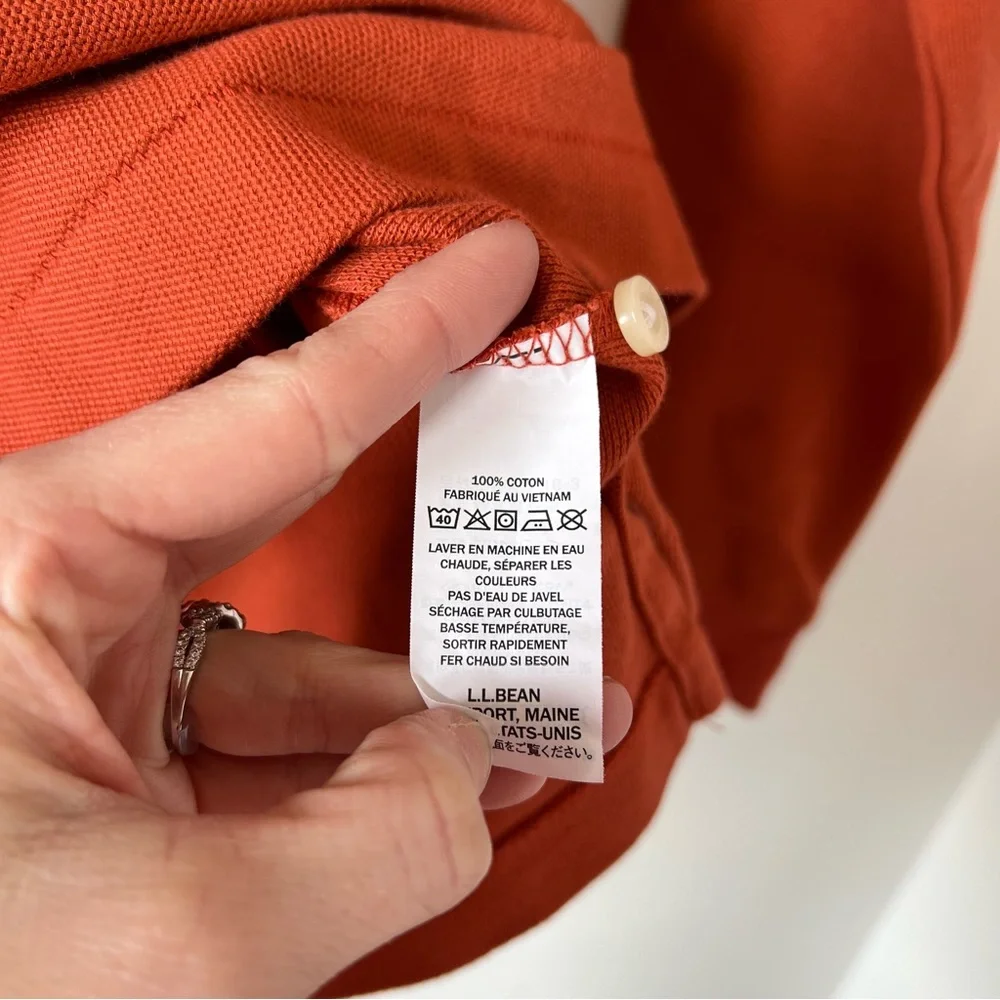 L.L. Bean Double L Long Sleeve Polo small red nwt cotton traditional fit - Picture 4 of 5